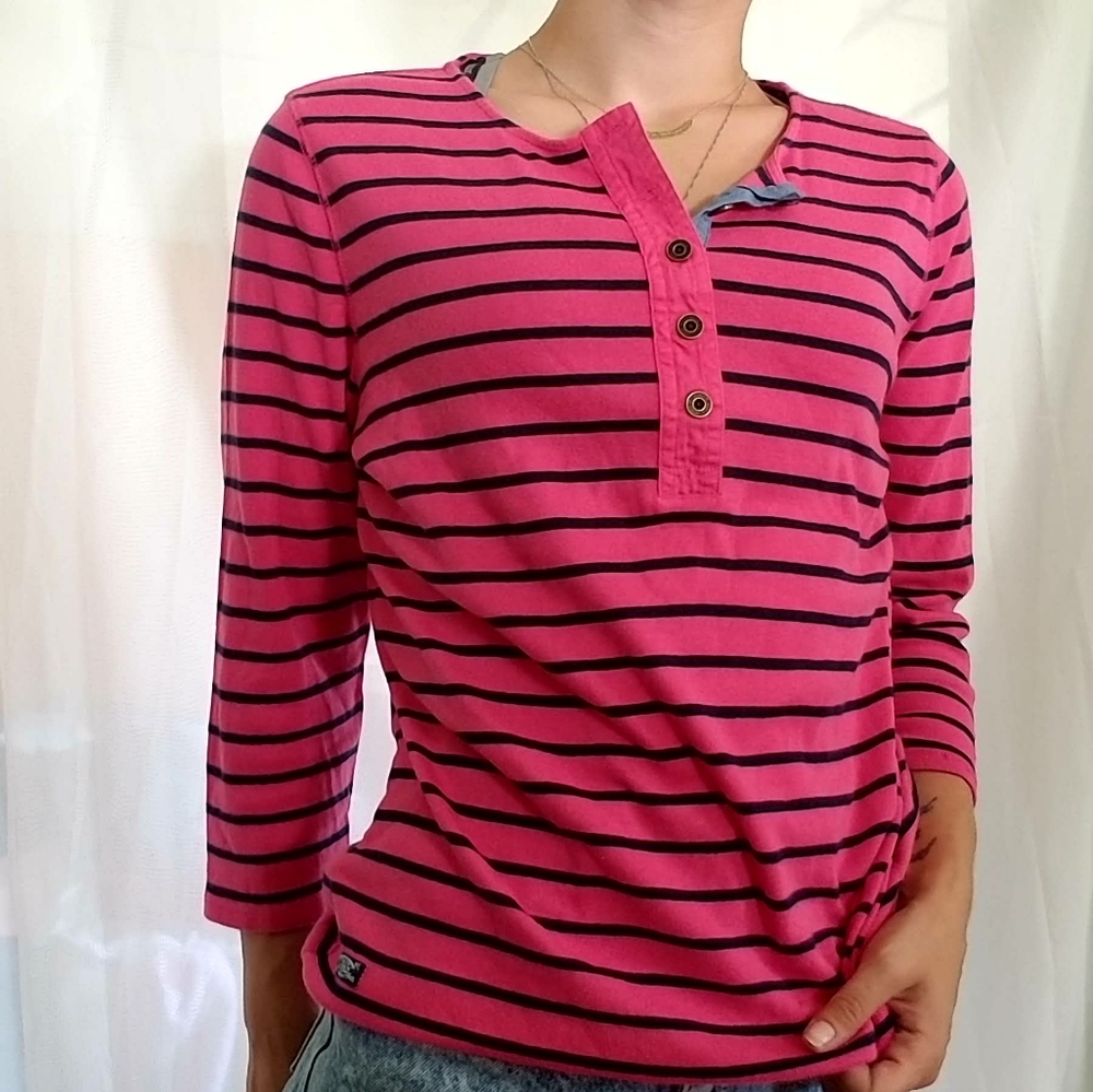 Lauren Ralph Lauren Quarter-button striped top